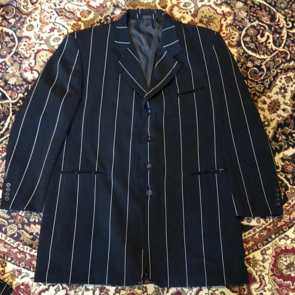 Classic Black Pinstripe Men's Falcone suit - Picture 1 of 10